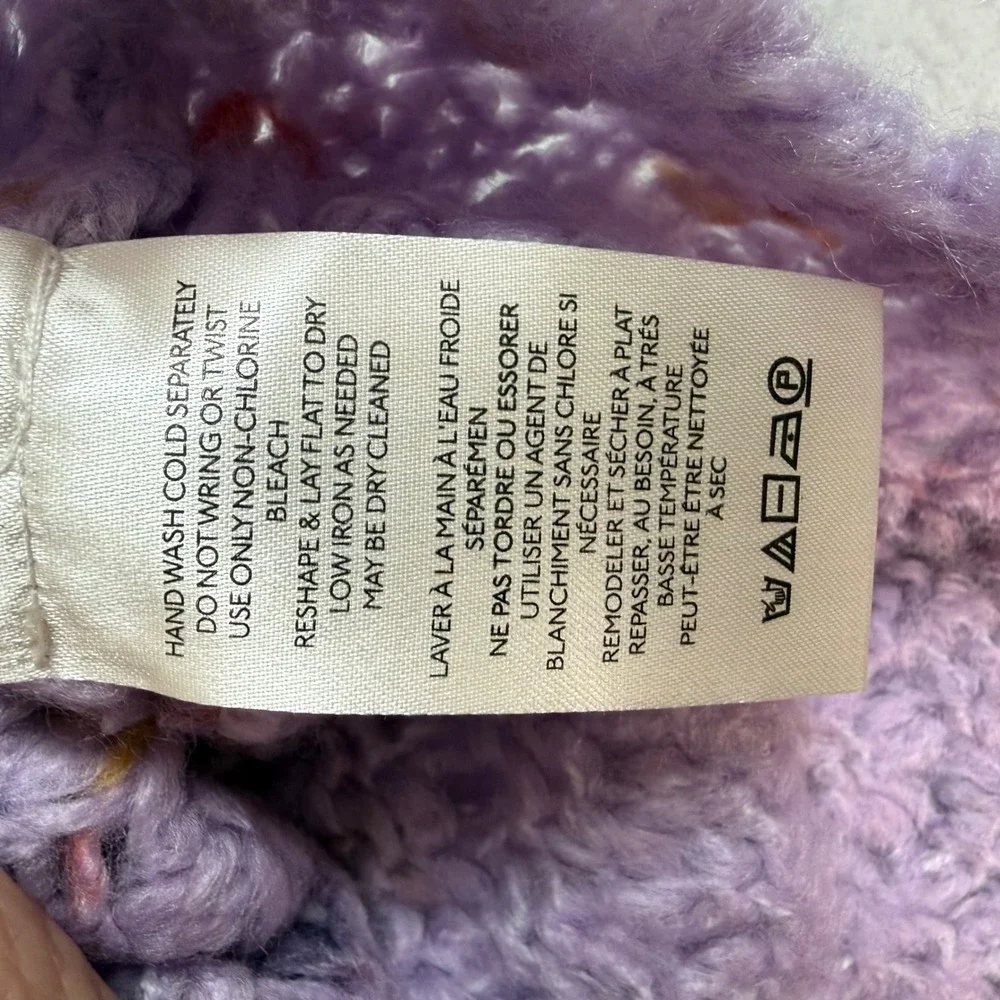 Free People Cropped Sweater Womens M Purple Confetti Chunky Knit Boho Fairycore‎